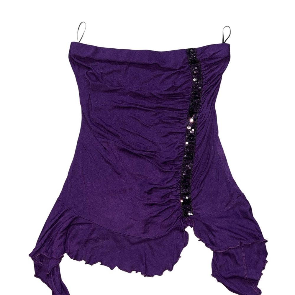 Purple Strapless Top with Sequin Detail